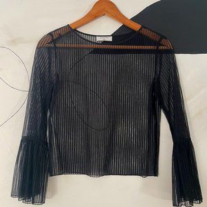 Aritzia Babaton Sheer Bell Sleeve Crop Blouse XXS